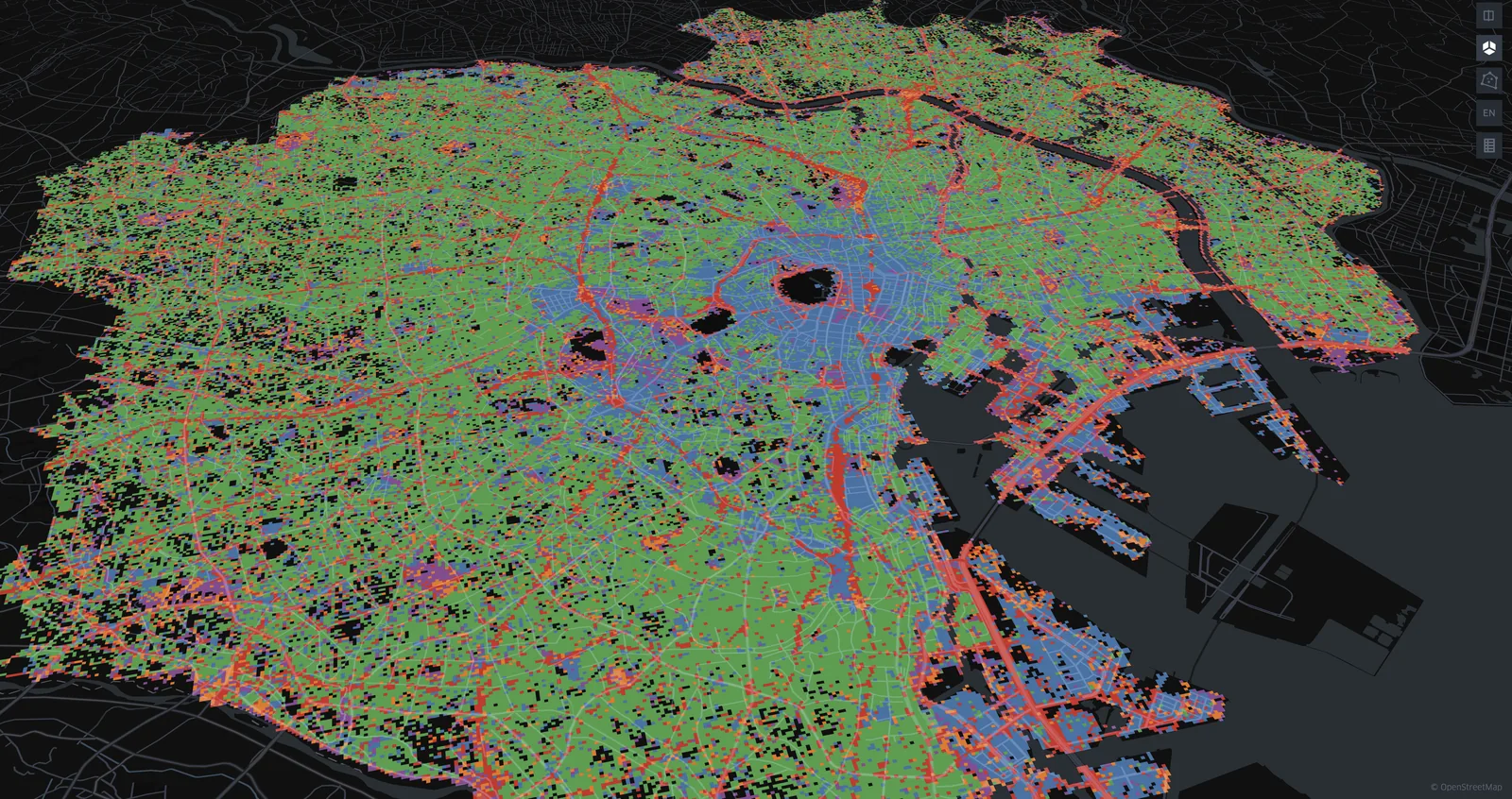 OpenUAS による東京のエリアベクトルのクラスタリング可視化